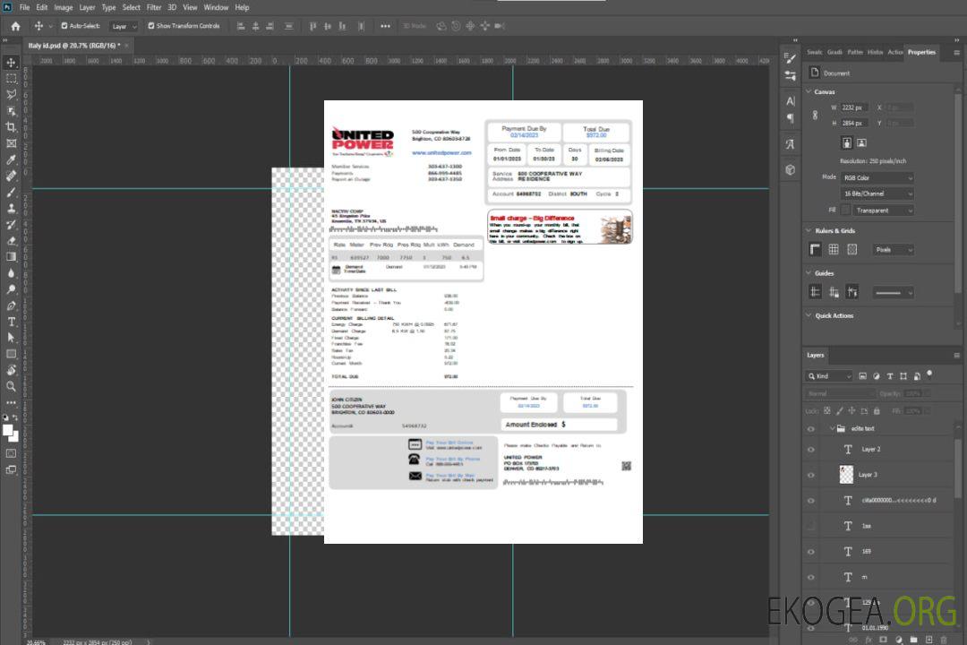 Facture commerciale du service public de Colorado United Power SCR template Facture commerciale du service public de Colorado United Power SCR template